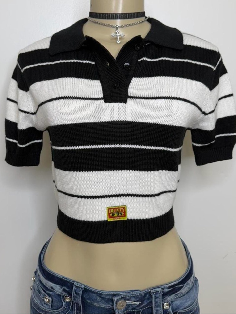 Y2K grunge FB county polo top🐾